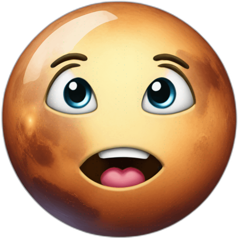 planet Venus with a cartoon economic face with big thoughtful eyes emoji