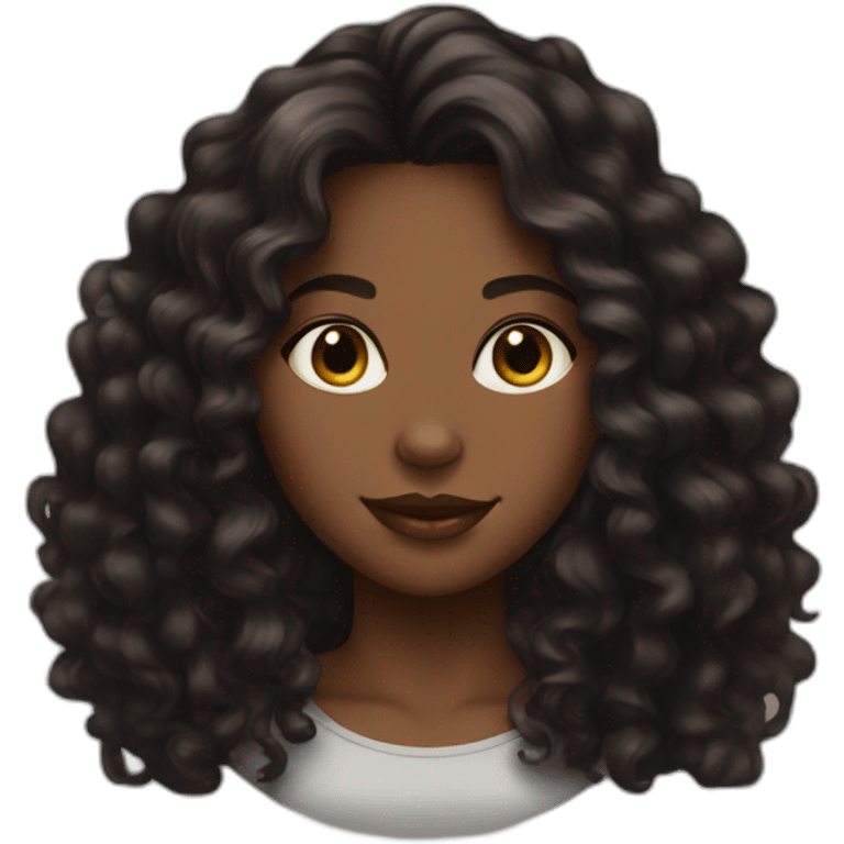 woman brown skin long curly hair black cat emoji