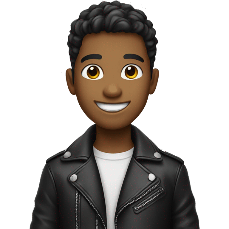 smiling boy in leather jacket emoji