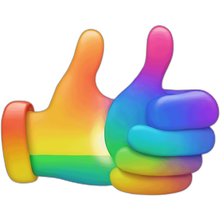 two thumbs up hands with rainbow between them emoji