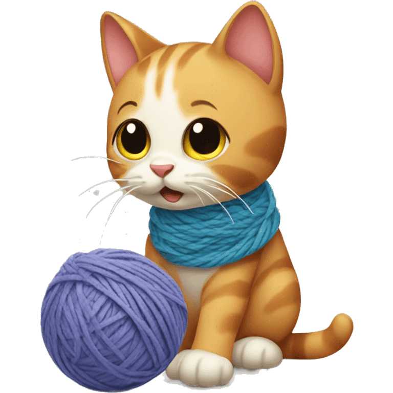 Cat playing with yarn ball  emoji