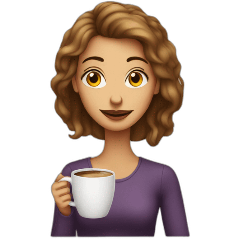 Cross eyed woman with coffee emoji