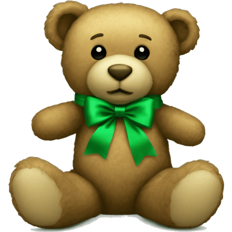 Teddy bear with green silk bow  emoji