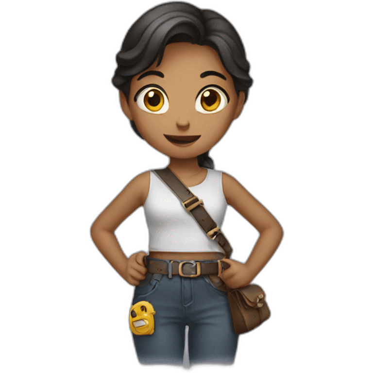 girl holding a belt in her hand emoji