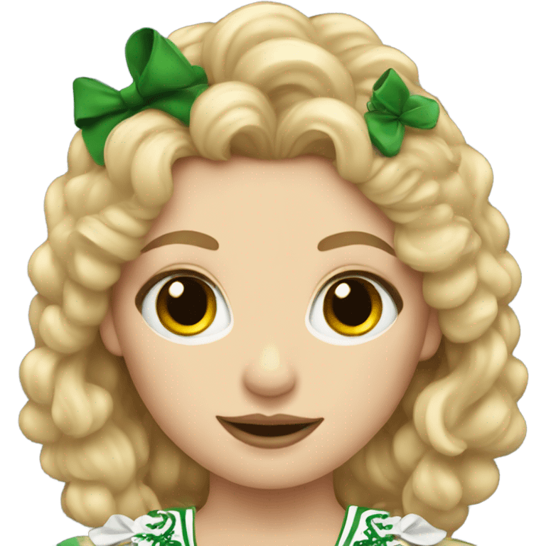 a blonde Irish Dancer with makeup emoji