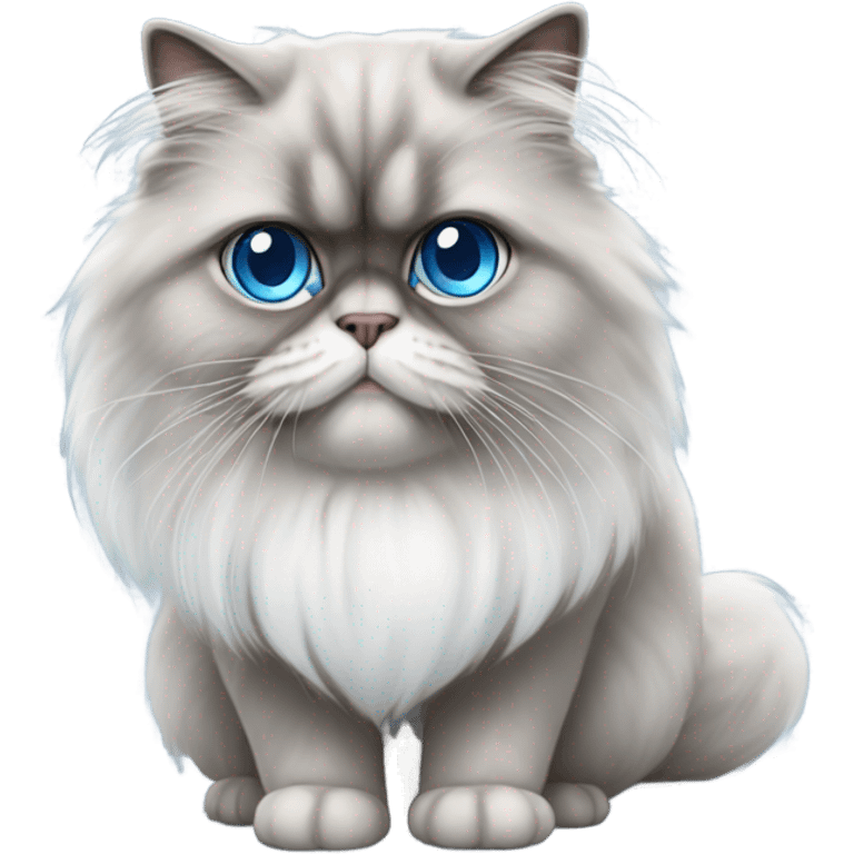 White and gray Persian cat with blue eyes emoji