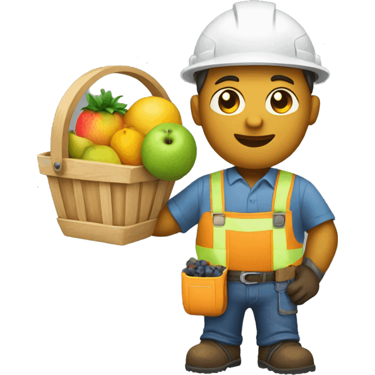 Construction worker with a fruit basket emoji