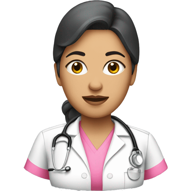 Mexican female nurse with pink scrubs emoji