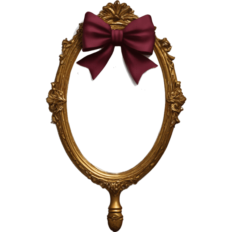 Vintage mivintage mirror with handle and burgundy bow emoji