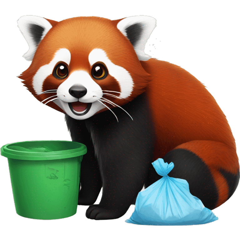 red panda collects garbage emoji