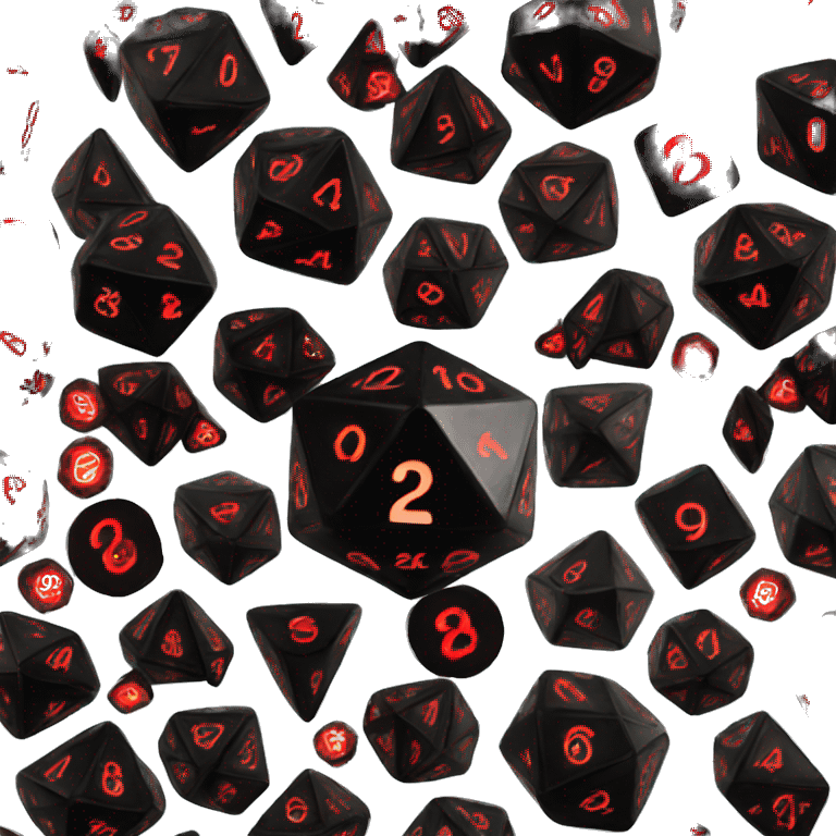 D20 dice black with red numbers glowing emoji