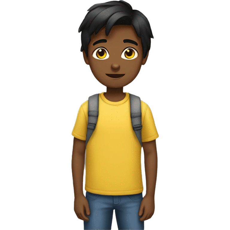 Boy with straight black hair in middle part wearing a yellow shirt  emoji