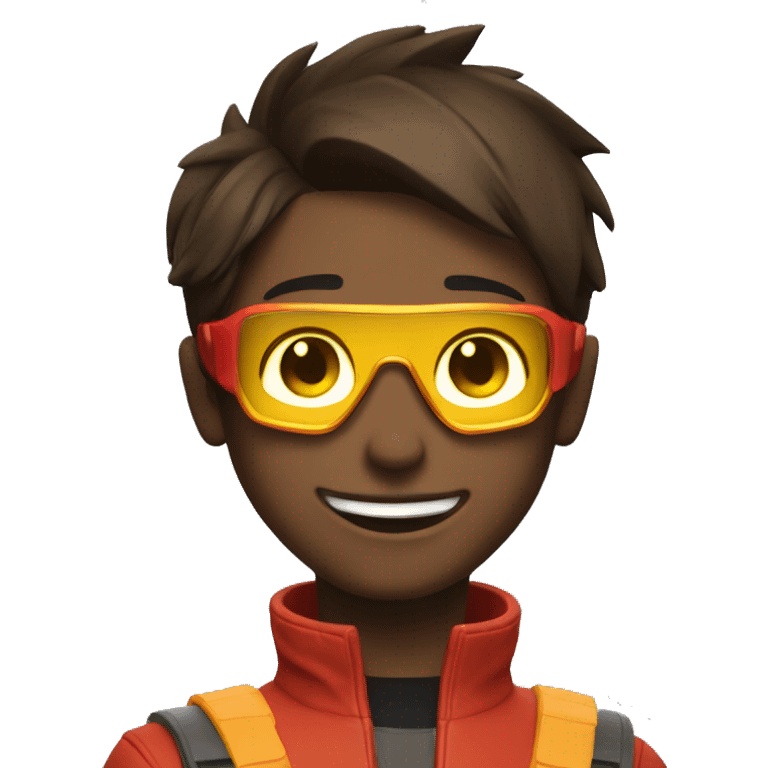 happy tracer in red with short hair yellow lens emoji