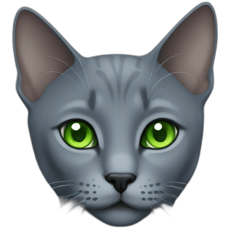 Russian blue cat with green eyes emoji