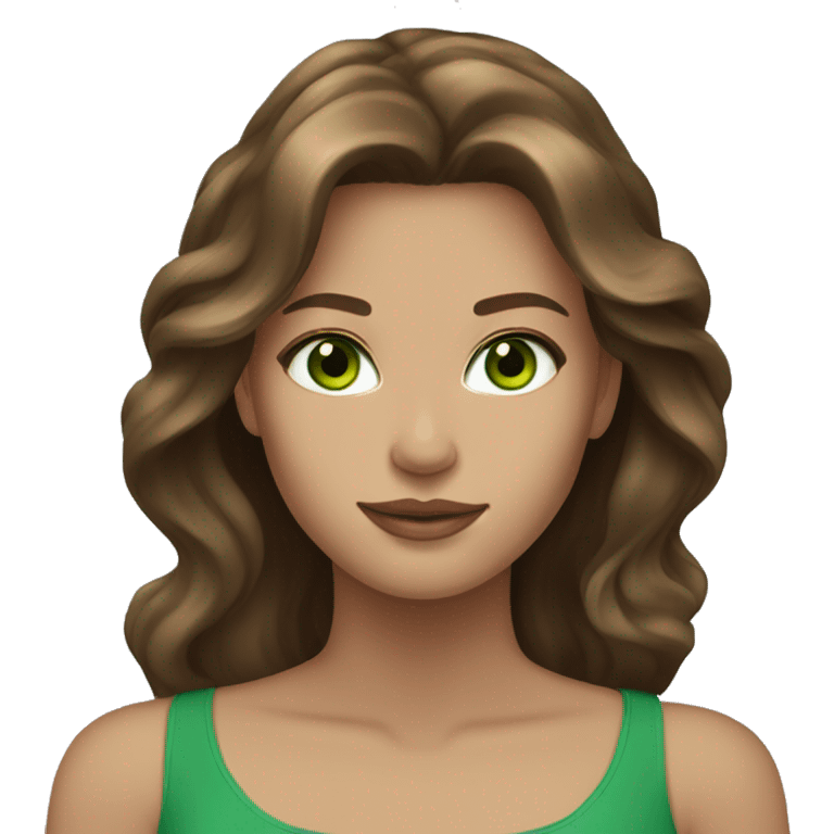 beautiful woman long brown hair green eyes beige skin emoji