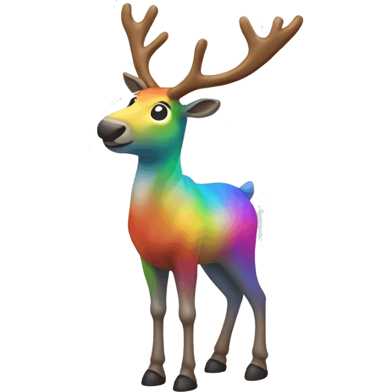 fullbody rainbow colored reindeer standing on two feet emoji