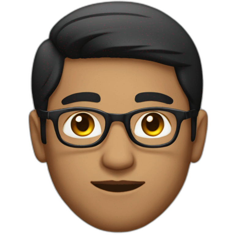 indian guy with fair skin with straight hair with round fully circular glasses black eyes black hair emoji