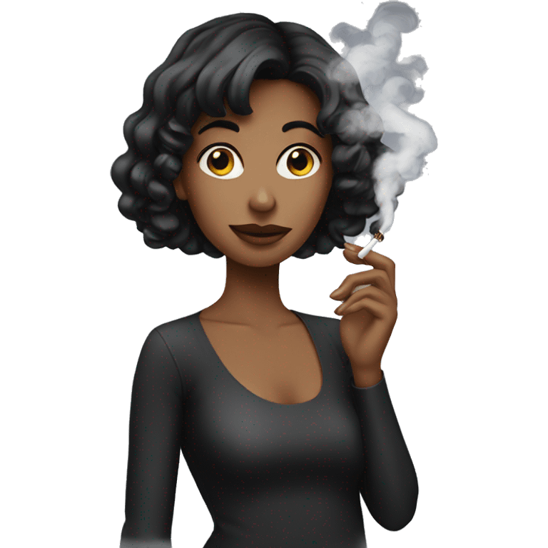 Black haired girl smoking emoji