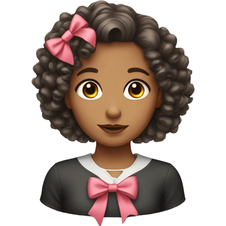 Girl with curly hair and a bow emoji