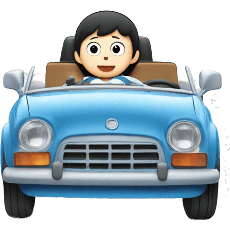 Doraemon driving a cabrio emoji