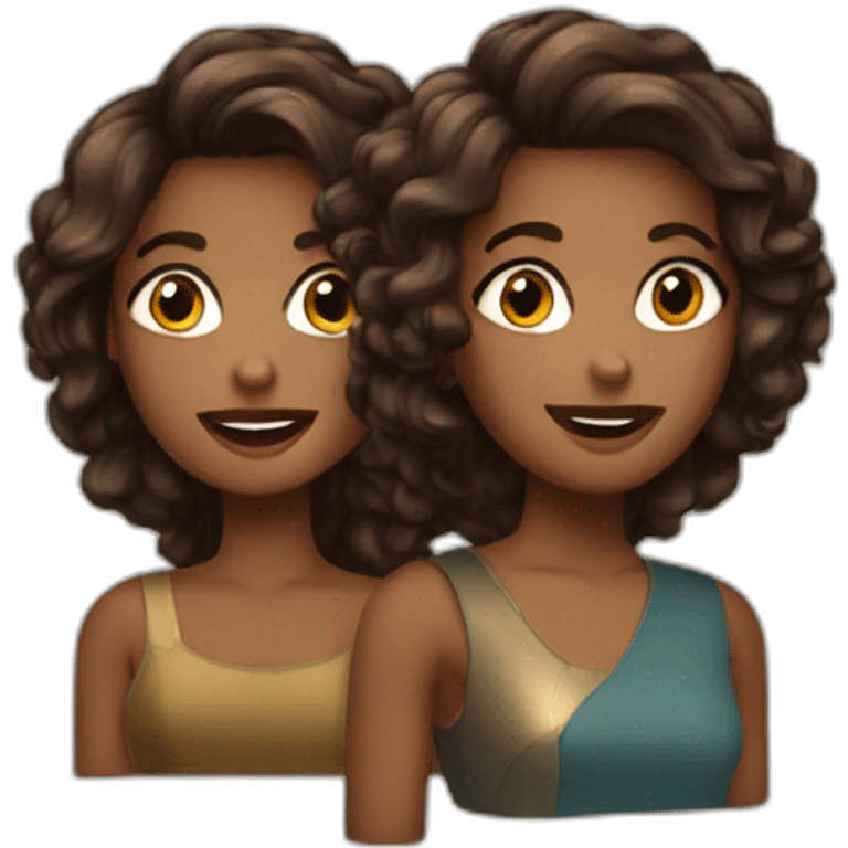 Deux amies rockeuse aux cheveux brun foncé emoji