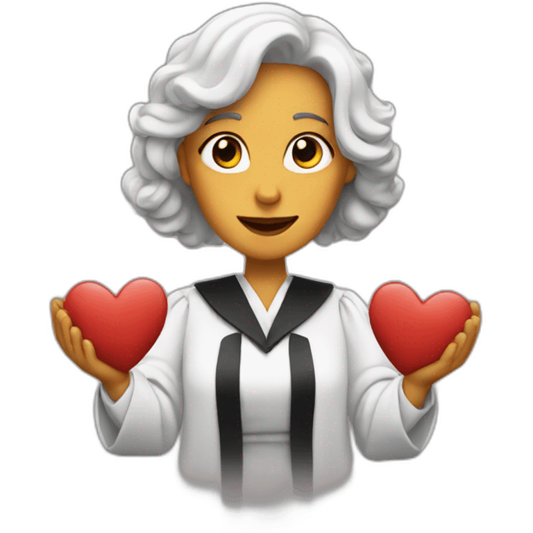 judge shows the heart by her hands emoji