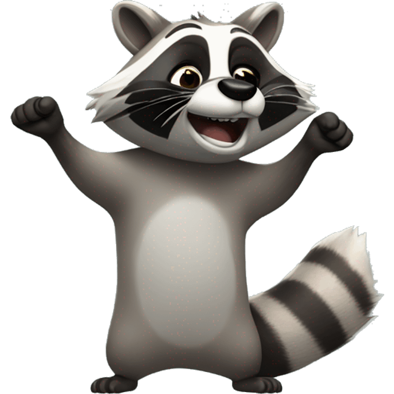 The raccoon waves its paw emoji