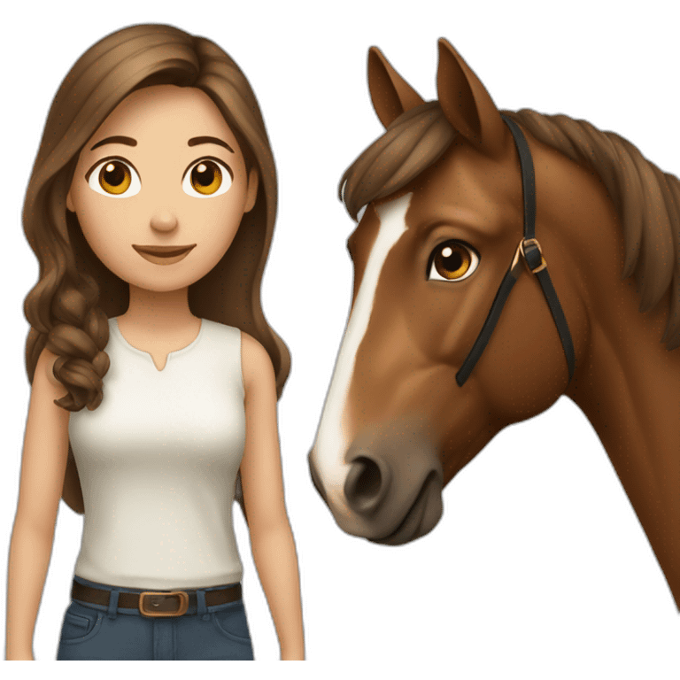 a girl with brown hair with a horse  emoji