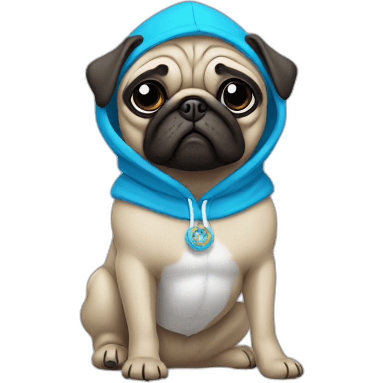 pug hippie in blue hoodie  emoji