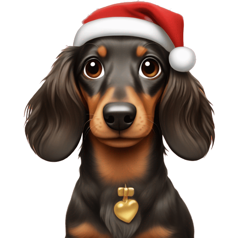 Longhaired dachshund Christmas  emoji