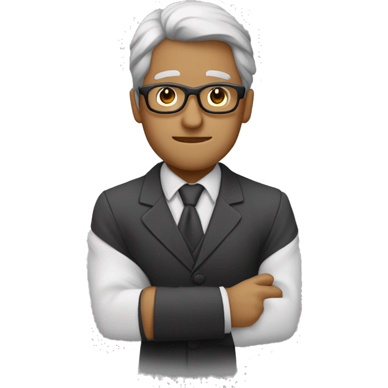 Profesor pelo oscuro y gafas, sin barba emoji