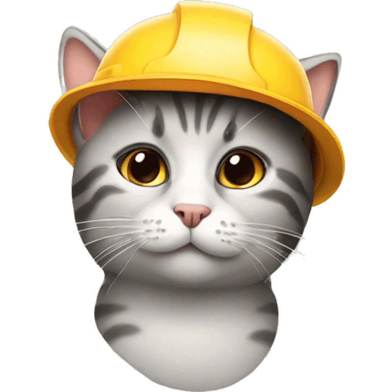 Cat wearing hard hat emoji