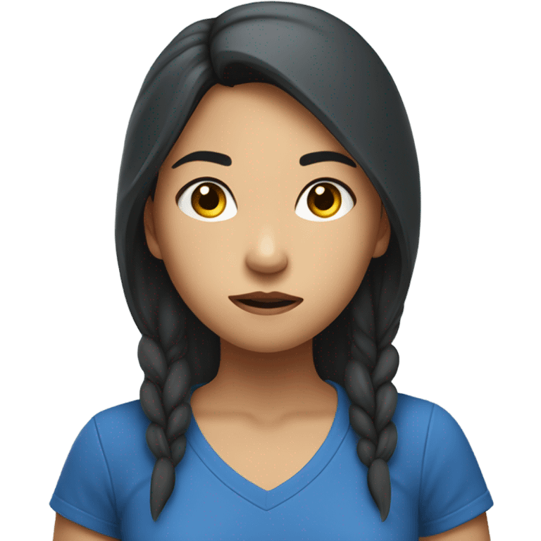 Asian Girl who fights against the justice with blue teashirt  emoji