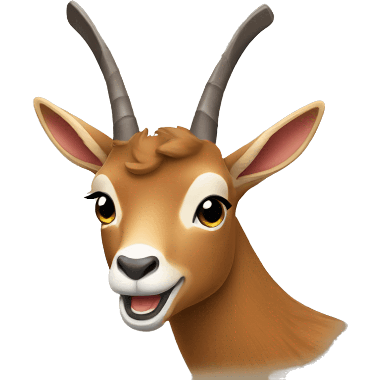 happy smiling brown chamois left hoof pointing up emoji