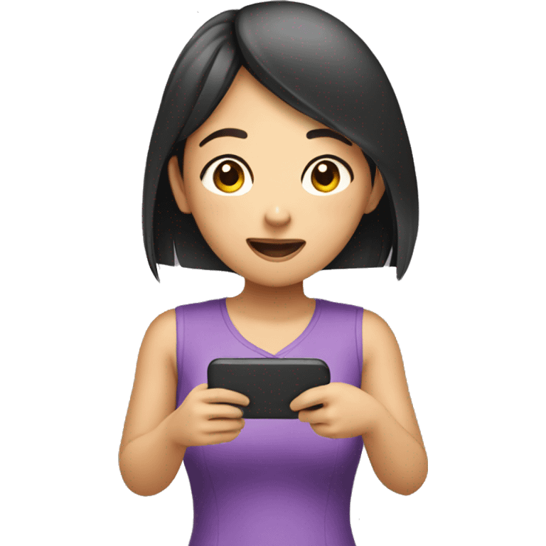 asian girl looking at a phone emoji