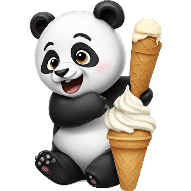 Panda eating ice cream emoji