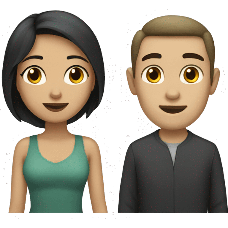 Dark hair olive skin woman and dark hair pale skin man emoji