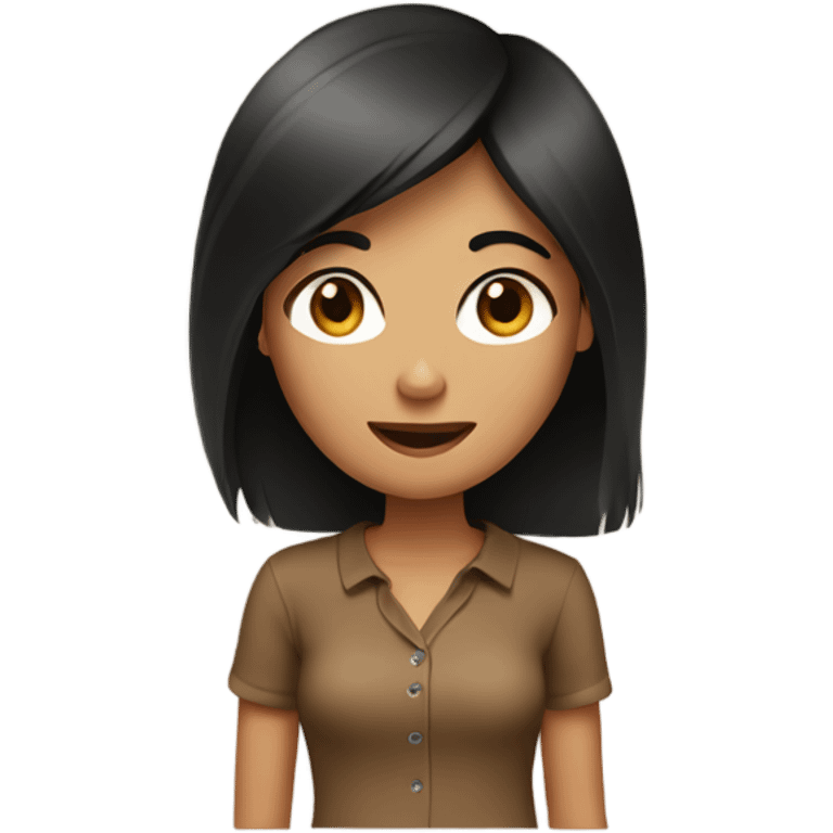 black hair girl wear brown shirt  emoji