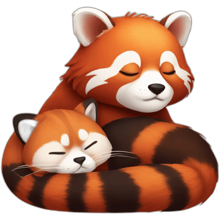 red-panda-sleeping-with-cat emoji