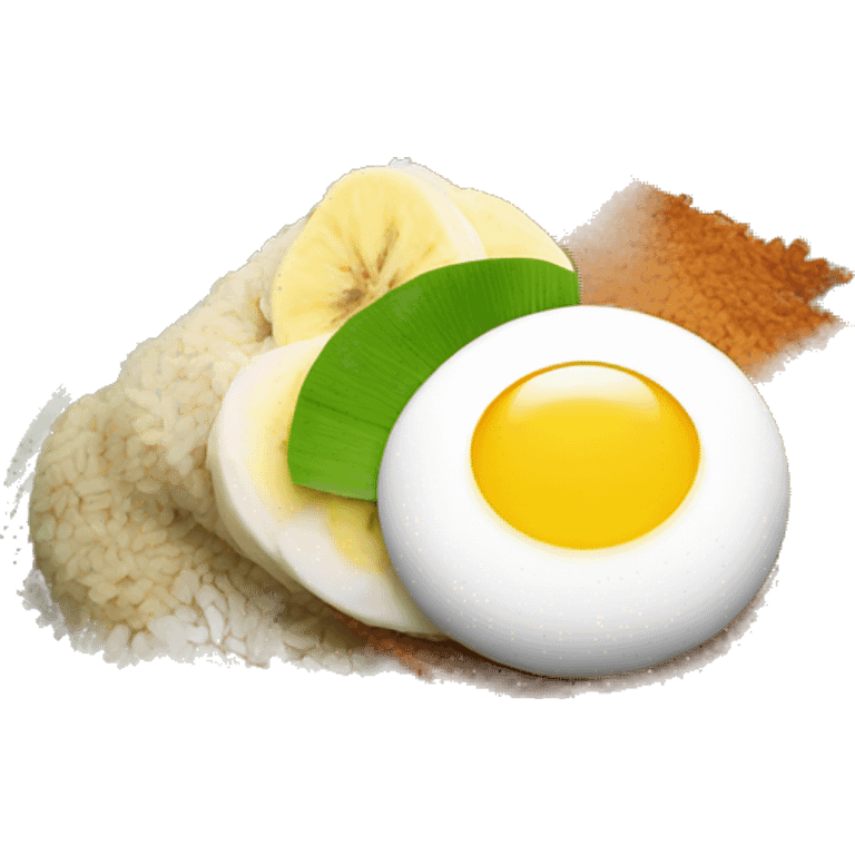 nasi lemak on banana leaf emoji