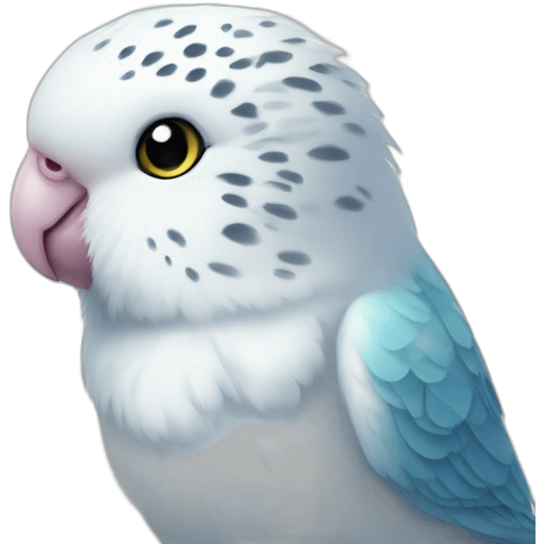 white budgie with bell emoji