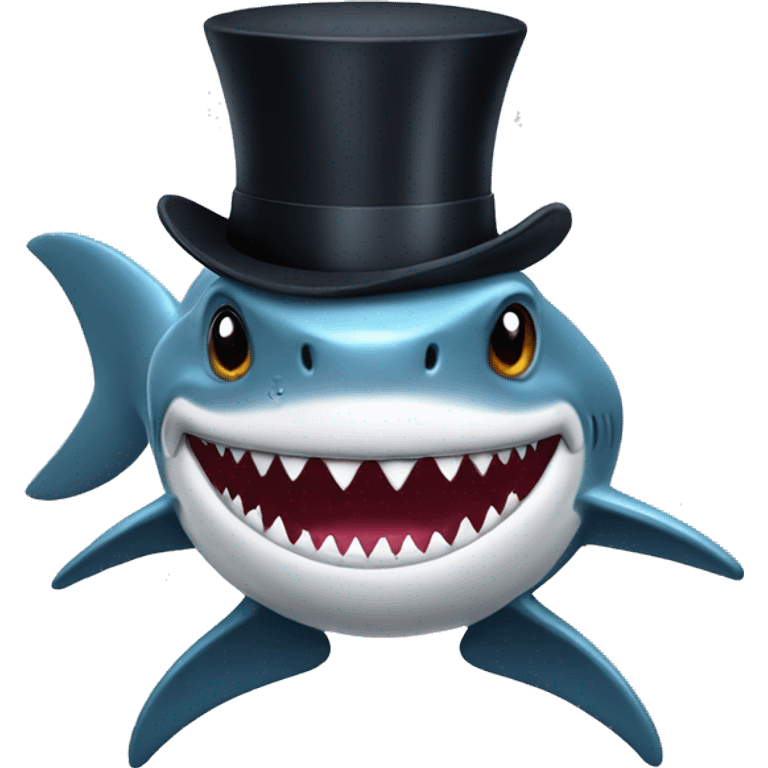 Shark with a top hat emoji