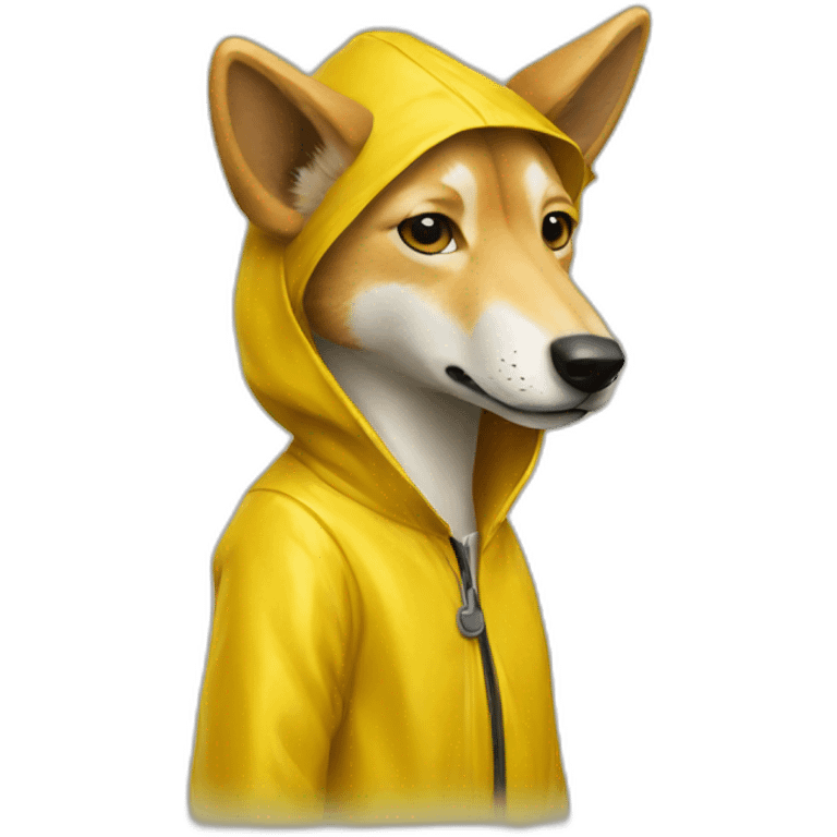 A dingo in a yellow raincoat emoji