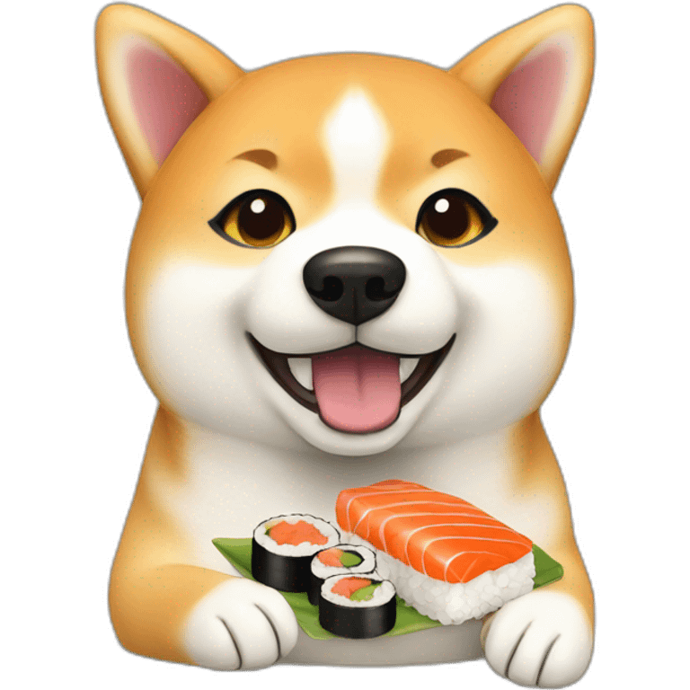 Shiba Inu eating sushi buffet emoji