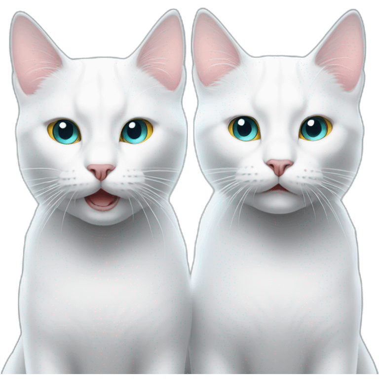 two white cats with laser beams shooting from their eyes emoji