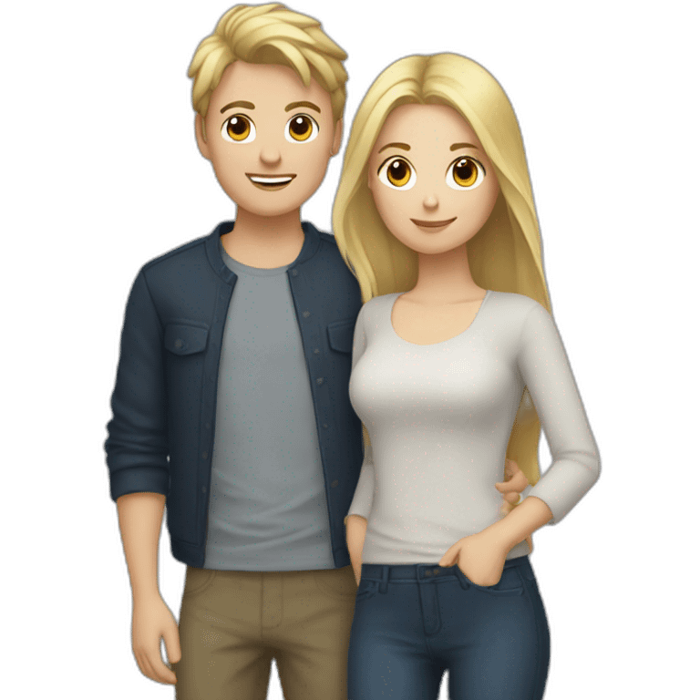 couple with blonde boy and brunette girl emoji