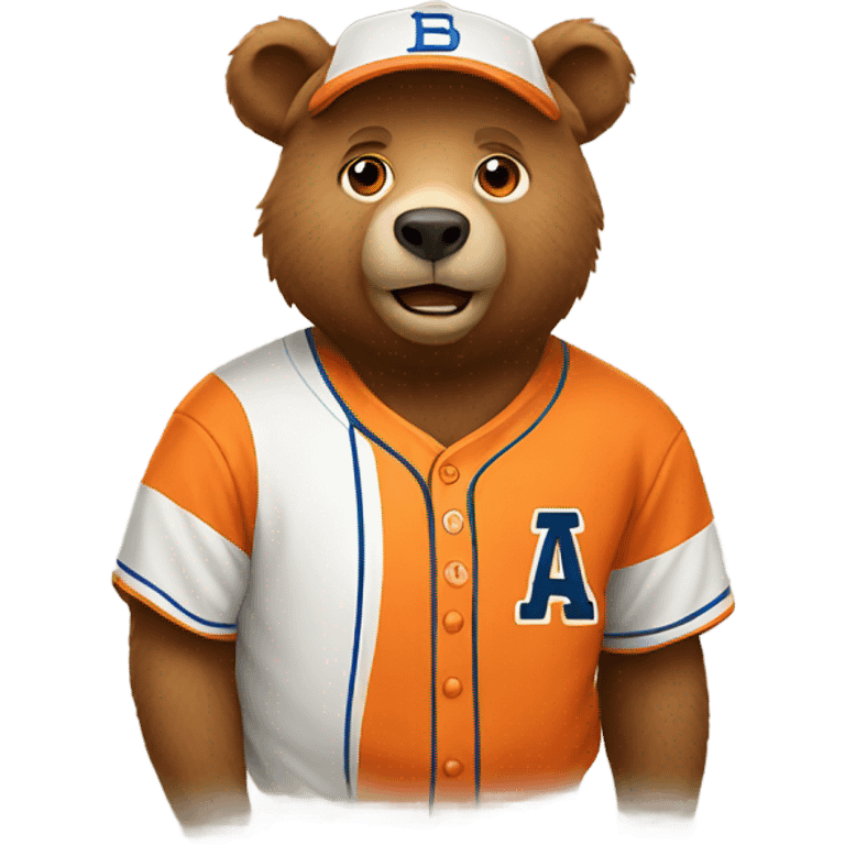 Bear baseball mascot orange shirt  emoji