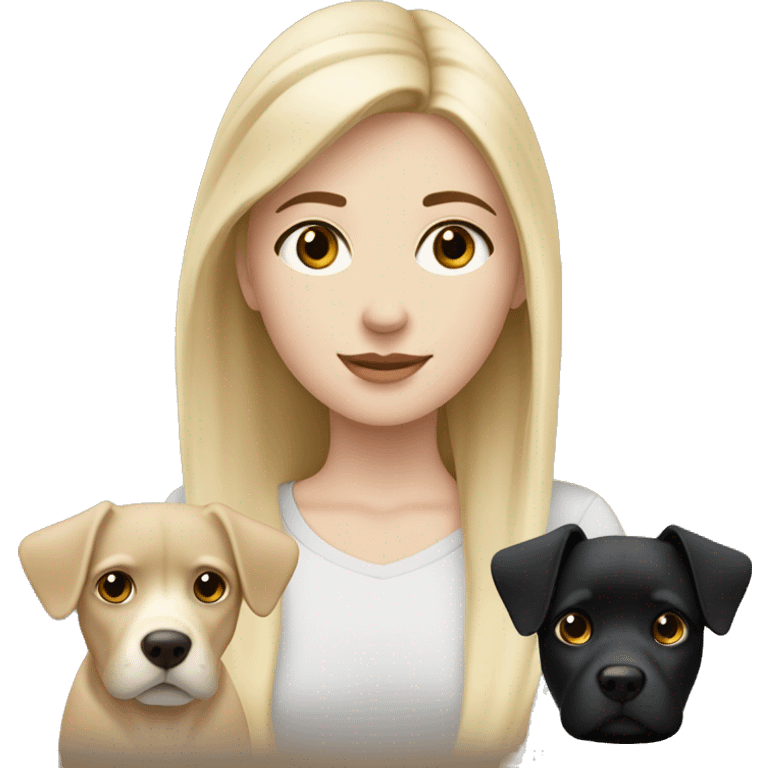 White Blonde girl with black dog with brown spots above their eyes ￼ emoji