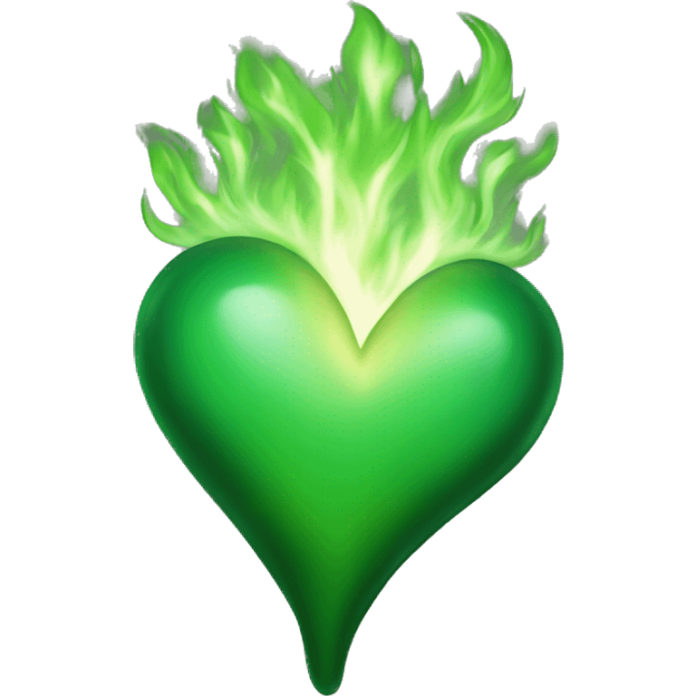 Corazon verde encendido en fuego verde  emoji