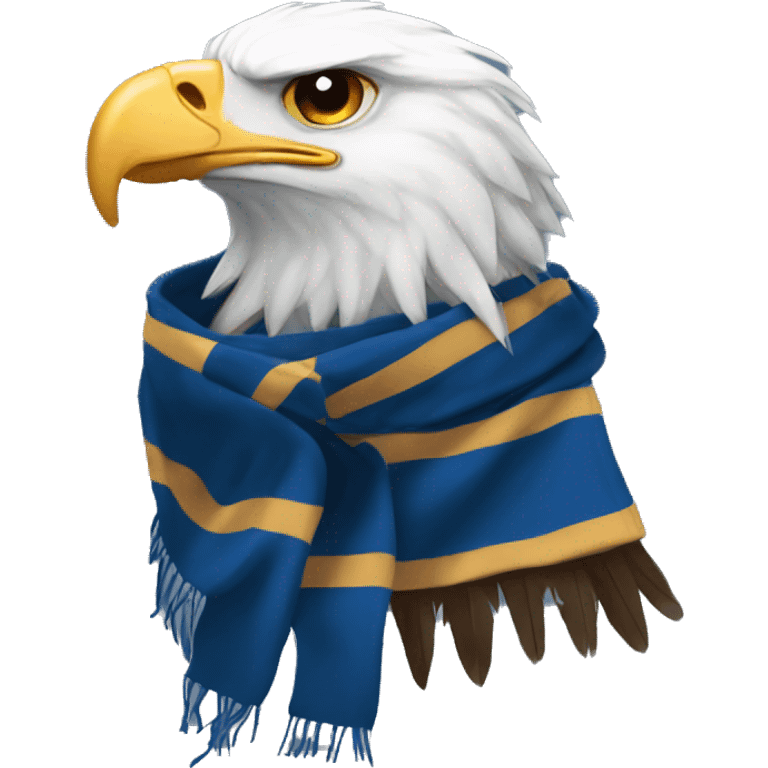 eagle head with a striped ravenclaw hogwarts winter scarf emoji